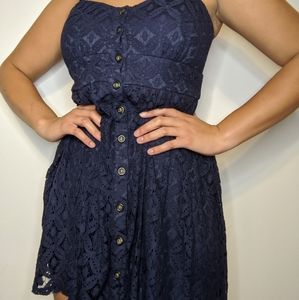 Three pink hearts blue dress